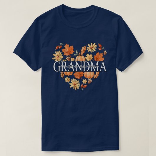 T-shirt Grand-mère Merci Grateful Blessé Bonjour Automne A (Design devant)