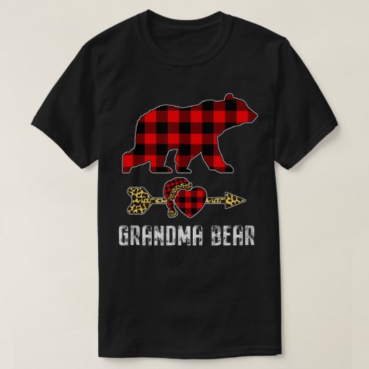 T-shirt Grand-mère Ours Buffle Rouge Plaid Correspondant N (Design devant)