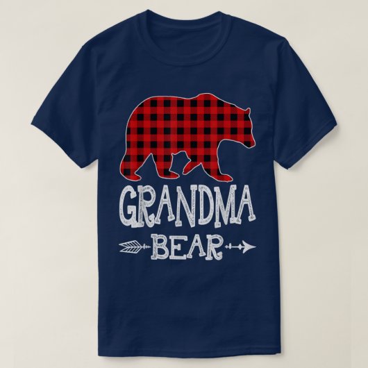 T-shirt Grand-mère Ours de Noël Pyjama Rouge Buffalo Rouge (Design devant)