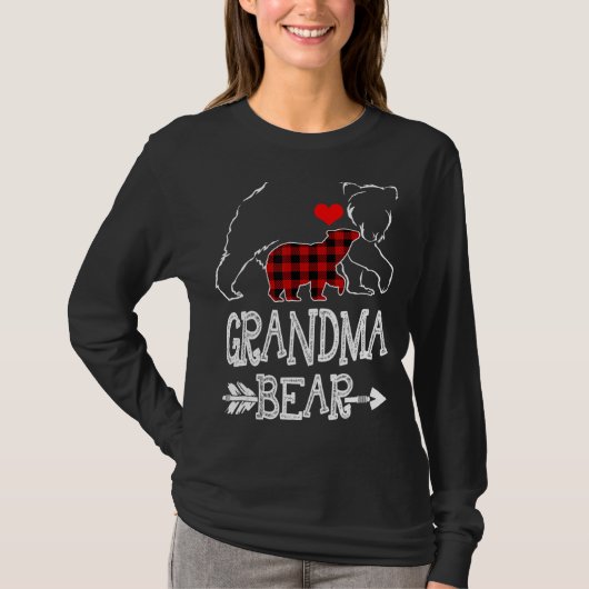 T-shirt Grand-mère Ours de Noël Pyjama Rouge Buffalo Rouge (Devant)