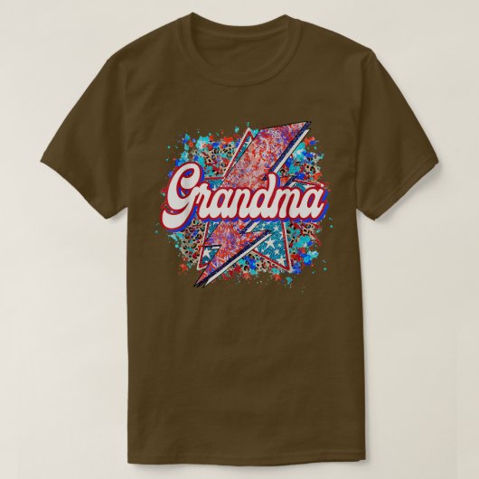 T-shirt Grand-mère rétro Amérique éclair léopard 4e o (Design devant)