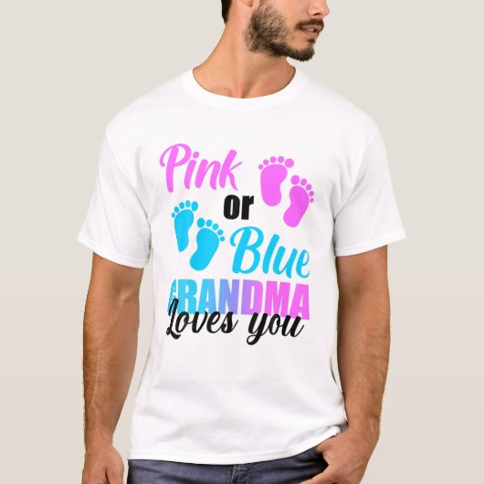 T-shirt Grand-mère rose ou bleu t'aime Fête de révélation  (Devant)