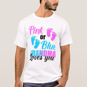 T-shirt Grand-mère rose ou bleu t'aime Fête de révélation 