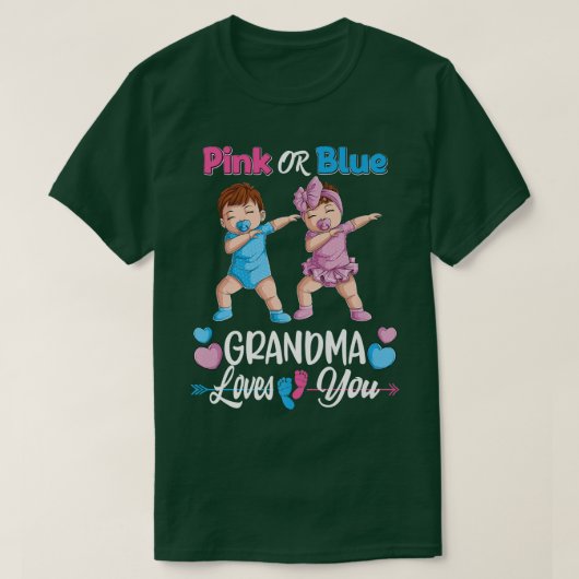 T-shirt Grand-Mère Rose Ou Bleu Vous Aime Bébé Genre Révél (Design devant)