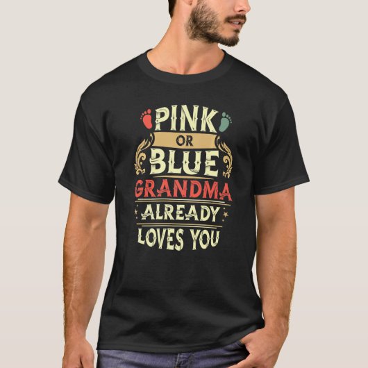 T-shirt Grand-Mère Rose Ou Bleu Vous Aime Déjà Rétro (Devant)