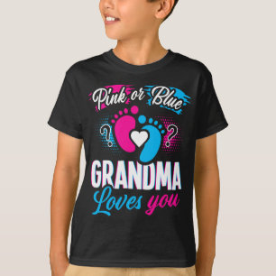 T-shirt Grand-Mère Rose Ou Bleu Vous Aime Genre Bébé Révél