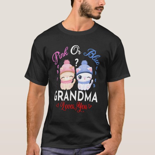 T-shirt Grand-Mère Rose Ou Bleu Vous Aime Révéler Le Sexe (Devant)