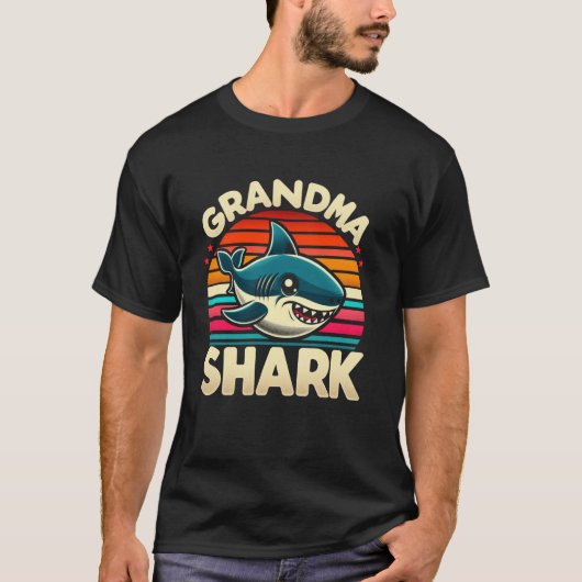 T-shirt Grand-mère Shark Funny Shark Matching Famille pour (Devant)
