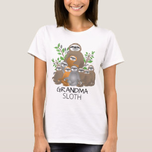 T-shirt Grand-mère Sloth avec des petits-enfants
