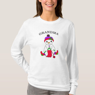 T-shirt Grand-mère Snowman mignon Noël Whimsical
