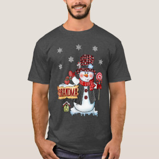 T-shirt Grand-mère Snowman Sucre de canne de Noël Red Plai