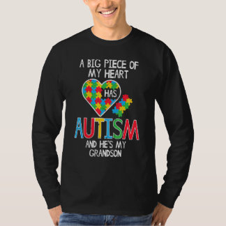 T-shirt Grand Morceau De Mon Coeur A Autisme Grand-Fils La