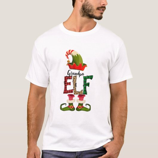 T-shirt Grand-pa Elf Correspondant Famille Groupe Noël (Devant)
