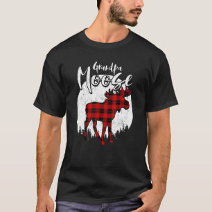 T-shirt Grand-pa Moose Red Plaid Buffalo Famille correspon