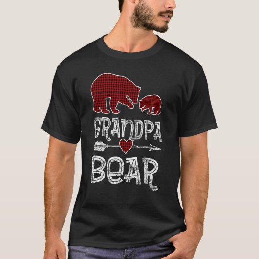 T-shirt Grand-père Bear Buffalo Rouge Plaid Arrière Noël P (Devant)