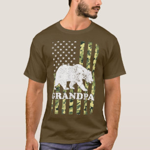 T-shirt Grand-père Bear Camping Randonnée Camouflage USA A