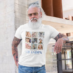 T-shirt Grand-père Cadeau | Love You Papa Photo<br><div class="desc">T-shirt photo grand-père personnalisé avec un modèle de 9 photos pour vous de customiser,  le dicton "aime grand-père",  et les noms des petits-enfants. Conseil photo : Découpez vos photos en carré avant de télécharger pour vous assurer que le sujet est au centre pour obtenir les meilleurs résultats.</div>