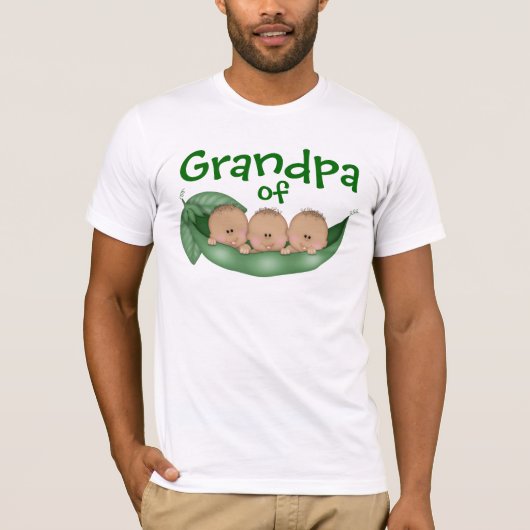 T-shirt Grand-père de garçons triplés à la peau foncée (Devant)