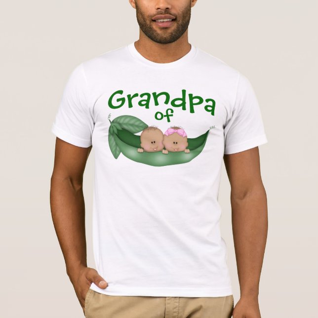 T-shirt Grand-père de jumeaux mixtes avec peau foncée (Devant)