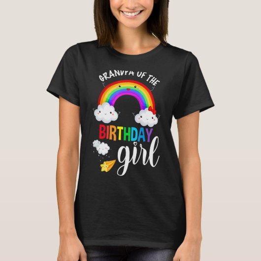 T-shirt Grand-père de la fille d'anniversaire Rainbow B-Da (Devant)