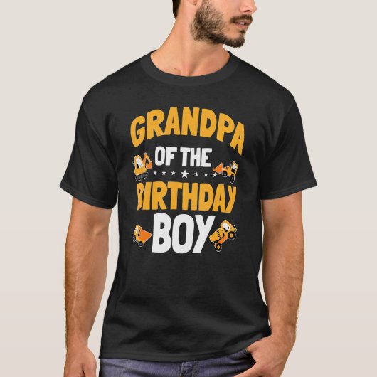 T-shirt Grand-Père De L'Anniversaire Boy Construction Ouvr (Devant)