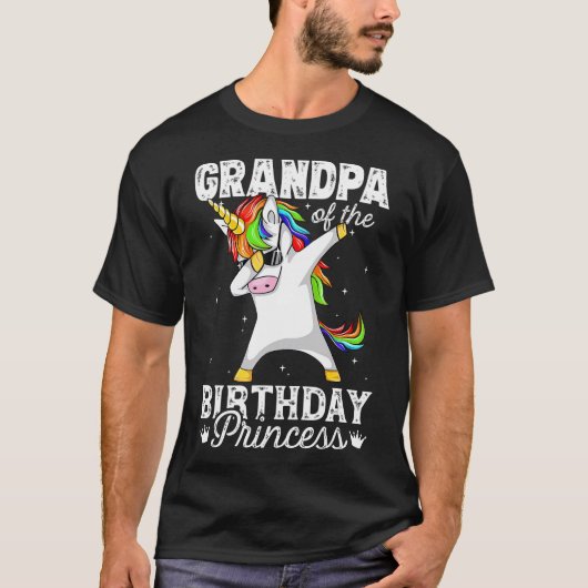 T-shirt Grand-Père De L'Anniversaire Princesse Unicorn Don (Devant)