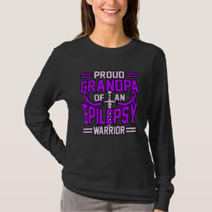 T-shirt Grand-Père De L'Épilepsie Guerrier Purple Ribbon L
