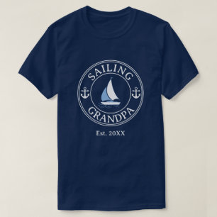T-shirt Grand-père de voile Année de création Texte Blanc