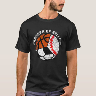 T-shirt Grand-Père Des Ballers Drôle Baseball Soccer Bask