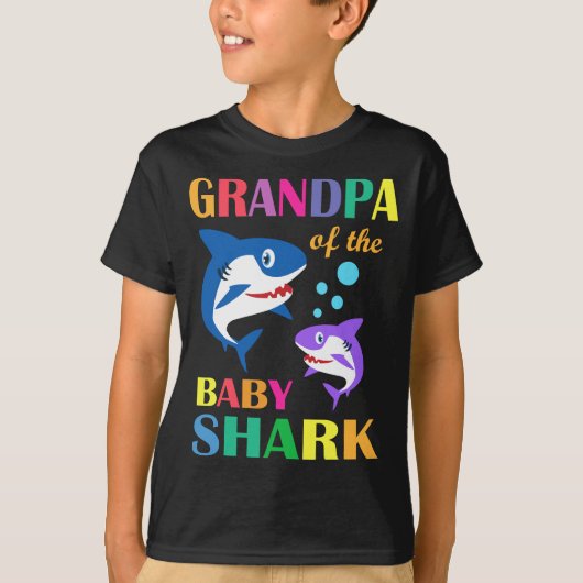T-shirt Grand-Père Du Bébé Anniversaire Requin Grand-Père (Devant)
