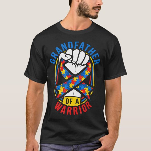 T-shirt Grand-Père D'Un Guerrier Autiste Sensibilisation M (Devant)