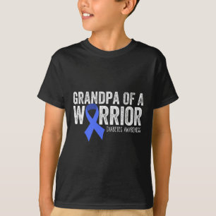 T-shirt Grand-père d'un guerrier T1D Diabetic Blue Ribbon 