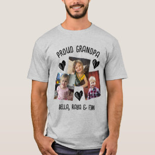 T-shirt Grand-père fier Photos et noms personnalisés