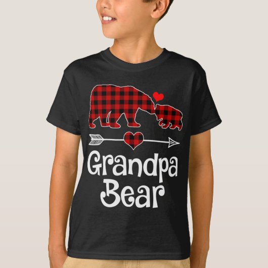T-shirt Grand-père Ours Pajama de Noël Rouge Plaid Buffalo (Devant)