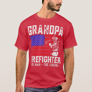 T-shirt Grand-Père Pompier L'Homme La Légende American Fl
