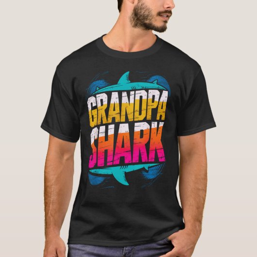 T-shirt Grand-père Requin Funny Requin assorti Famille pou (Devant)
