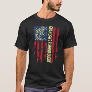 T-shirt Grand-père's Fishing Buddy Cool Patriotique Young