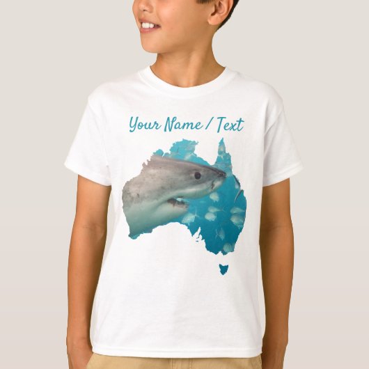 T-shirt Grand requin blanc Australie Garçons bleus et blan (Devant)