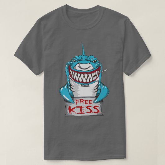 T-shirt Grand requin blanc Gratuit Baiser Shark Bite Teeth (Design devant)