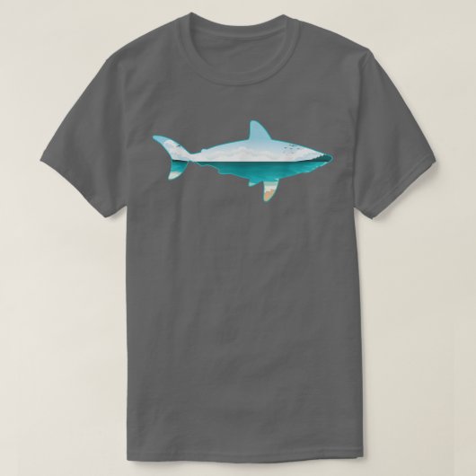 T-shirt Grand requin blanc Impression avec paysageAmoureux (Design devant)
