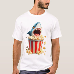T-shirt Grand Requin Blanc Manger Popcorn Funny Requin Et 