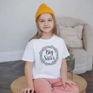 T-Shirt Grand sœur Couronne florale aquarelle Filles