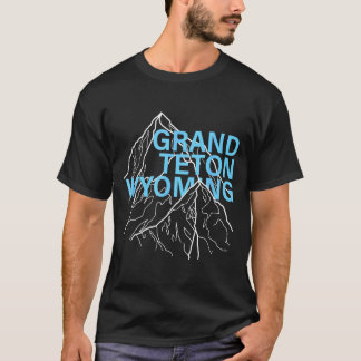 T-shirt Grand teton mountain peaks wyoming minimalist line
