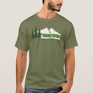 T-shirt Grand Teton National Park Green Stripes