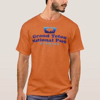 T-shirt Grand Teton National Park Insigne rétro Buffalo Bl