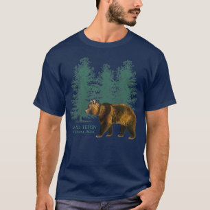 T-shirt Grand Teton National Park Wyoming Bear Trees Retro