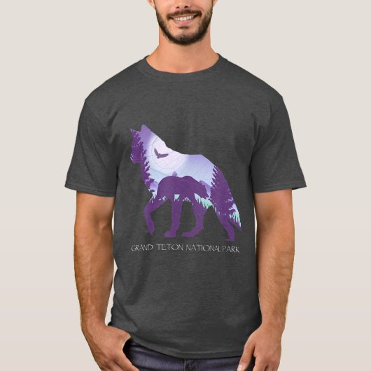 T-shirt Grand Teton National Park Wyoming Wolf (Devant)