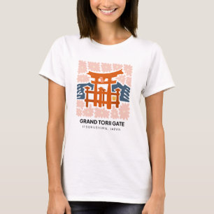 T-shirt Grand Torii Gate Itsukushima Japon Voyage floral