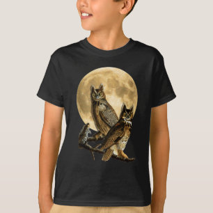 T-shirt Grande chemise Halloween de lune de hibou à corne