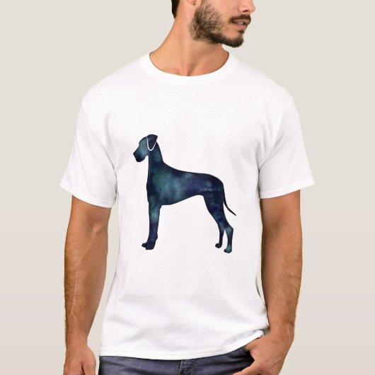 T-shirt Grande Danse Chien noir Aquarelle Silhouette (Devant)